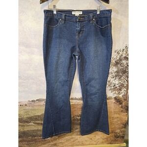 Bamboo Traders Flared Leg Blue Jeans Size 12 Women's Cotton Blend